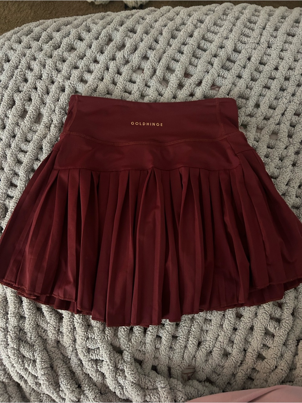 GoldHinge Burgundy Pleated Skater Skirt